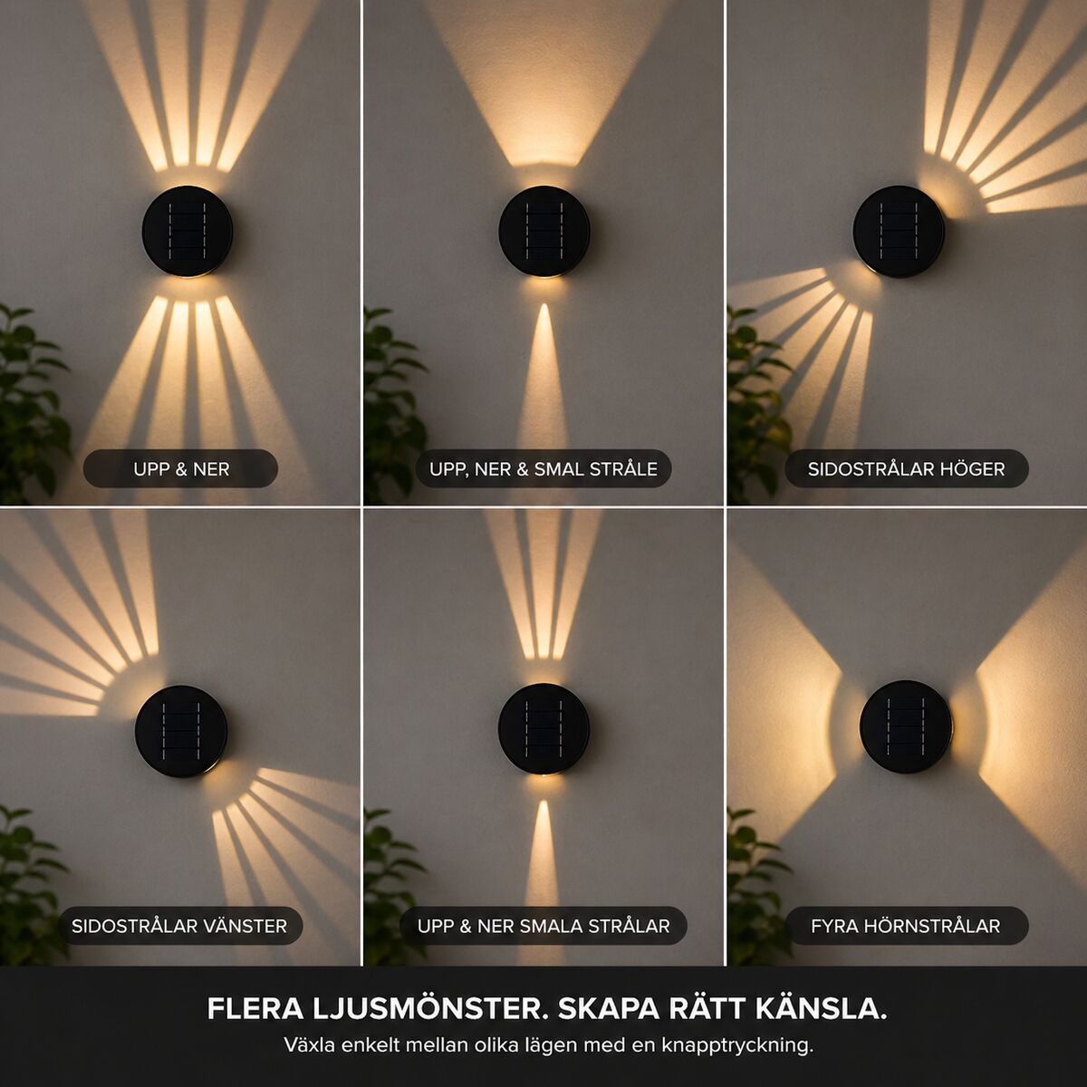 Solkrets | Solcellevegglampe med 360° Rotasjon (2-pakning)