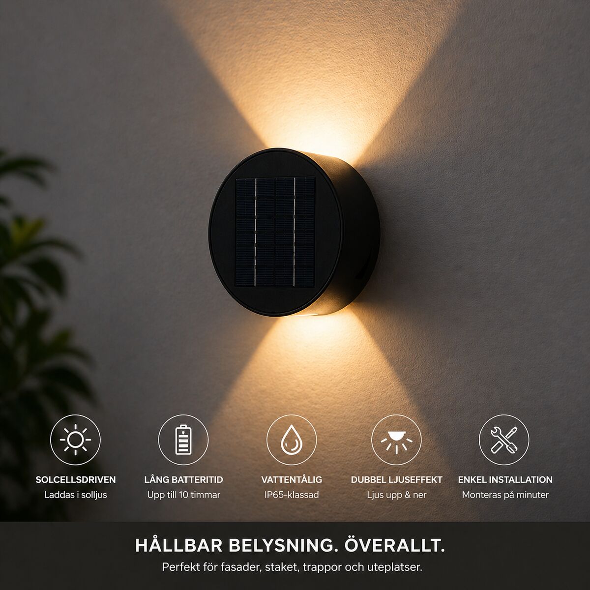 Solkrets | Solcellevegglampe med 360° Rotasjon (2-pakning)