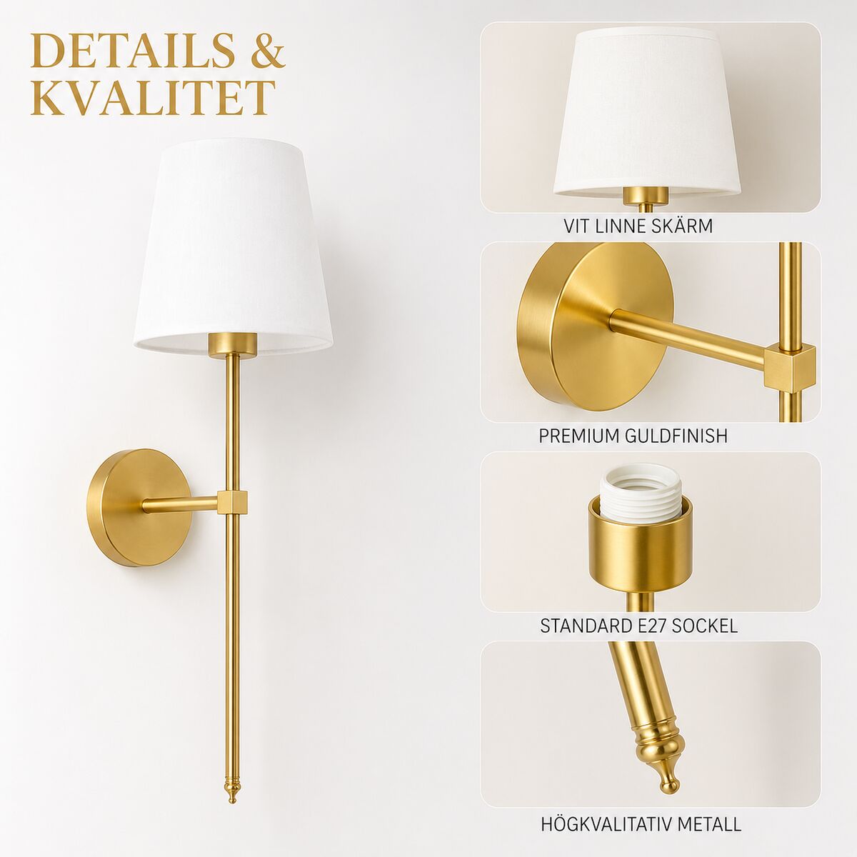 Goldén | Dimbar Vegglampe i Slank Design