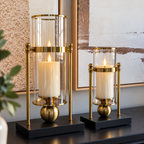 Lysholdere i glass & gull – 2-pakning